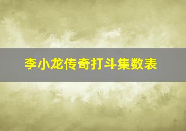 李小龙传奇打斗集数表