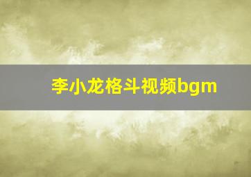 李小龙格斗视频bgm