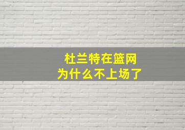 杜兰特在篮网为什么不上场了