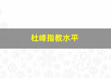 杜峰指教水平