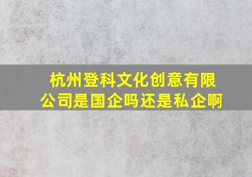 杭州登科文化创意有限公司是国企吗还是私企啊