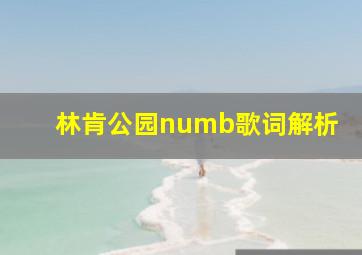 林肯公园numb歌词解析