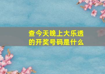 查今天晚上大乐透的开奖号码是什么