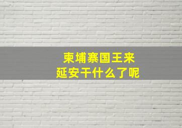 柬埔寨国王来延安干什么了呢