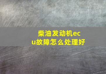 柴油发动机ecu故障怎么处理好