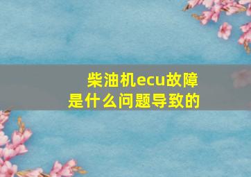 柴油机ecu故障是什么问题导致的