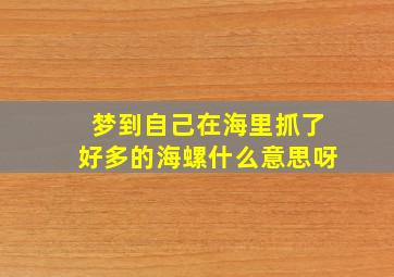 梦到自己在海里抓了好多的海螺什么意思呀