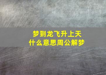 梦到龙飞升上天什么意思周公解梦