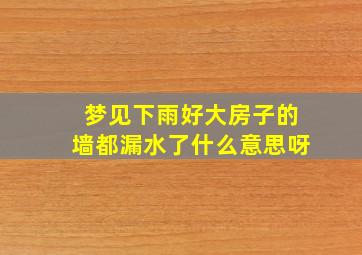 梦见下雨好大房子的墙都漏水了什么意思呀