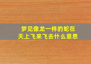 梦见像龙一样的蛇在天上飞来飞去什么意思