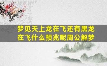 梦见天上龙在飞还有黑龙在飞什么预兆呢周公解梦