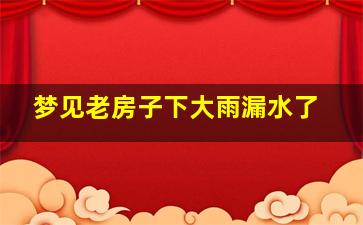 梦见老房子下大雨漏水了