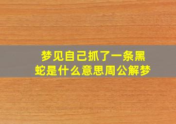 梦见自己抓了一条黑蛇是什么意思周公解梦