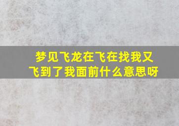 梦见飞龙在飞在找我又飞到了我面前什么意思呀