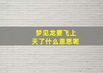 梦见龙要飞上天了什么意思呢