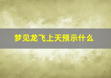 梦见龙飞上天预示什么