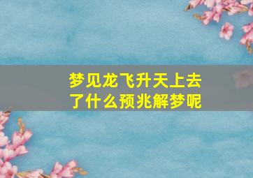 梦见龙飞升天上去了什么预兆解梦呢