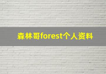 森林哥forest个人资料