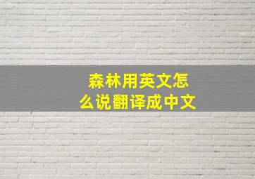 森林用英文怎么说翻译成中文