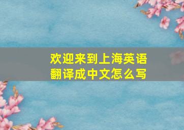 欢迎来到上海英语翻译成中文怎么写