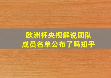 欧洲杯央视解说团队成员名单公布了吗知乎