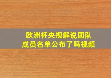 欧洲杯央视解说团队成员名单公布了吗视频