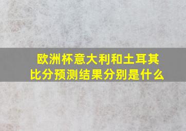 欧洲杯意大利和土耳其比分预测结果分别是什么