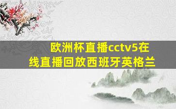 欧洲杯直播cctv5在线直播回放西班牙英格兰