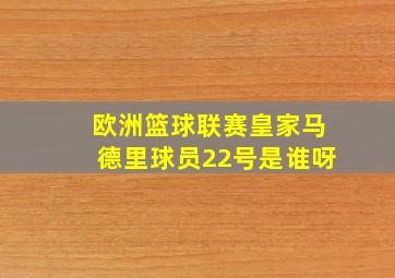 欧洲篮球联赛皇家马德里球员22号是谁呀