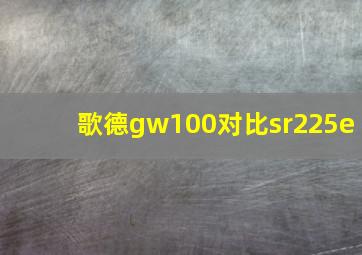 歌德gw100对比sr225e