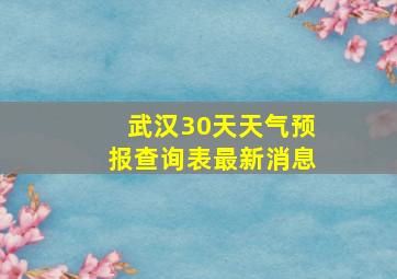 武汉30天天气预报查询表最新消息