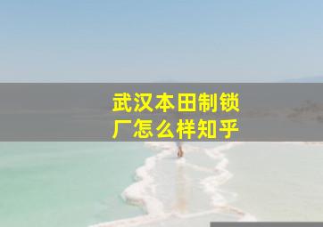 武汉本田制锁厂怎么样知乎