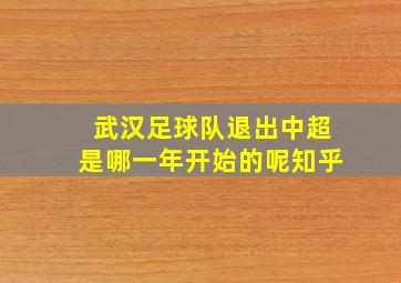 武汉足球队退出中超是哪一年开始的呢知乎