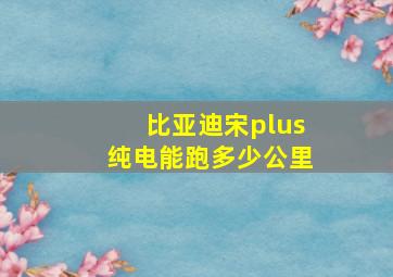 比亚迪宋plus纯电能跑多少公里