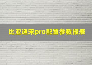 比亚迪宋pro配置参数报表