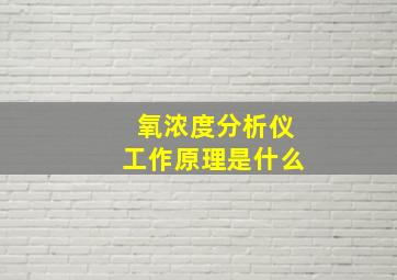 氧浓度分析仪工作原理是什么