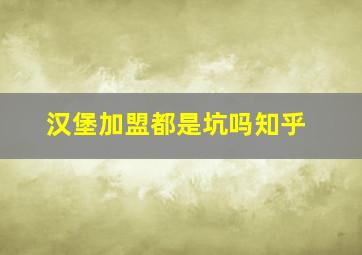 汉堡加盟都是坑吗知乎