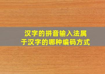 汉字的拼音输入法属于汉字的哪种编码方式