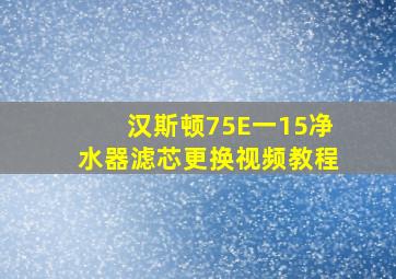 汉斯顿75E一15净水器滤芯更换视频教程