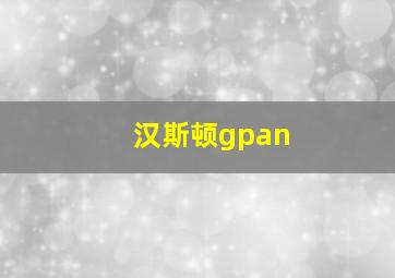 汉斯顿gpan