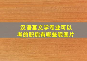 汉语言文学专业可以考的职称有哪些呢图片