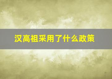 汉高祖采用了什么政策