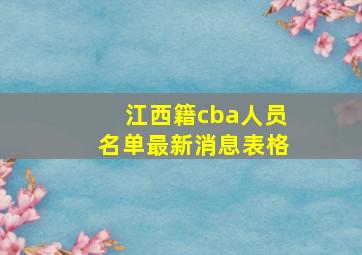 江西籍cba人员名单最新消息表格