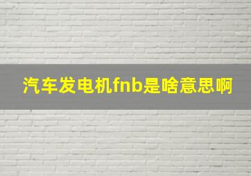 汽车发电机fnb是啥意思啊