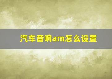 汽车音响am怎么设置