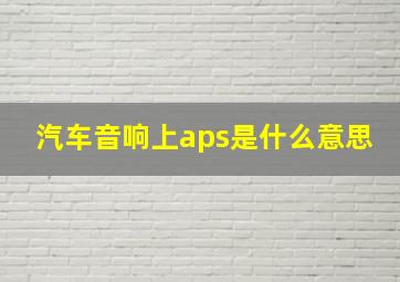 汽车音响上aps是什么意思