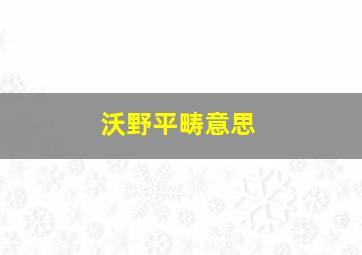 沃野平畴意思