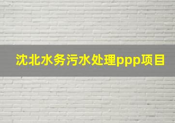 沈北水务污水处理ppp项目