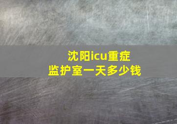 沈阳icu重症监护室一天多少钱