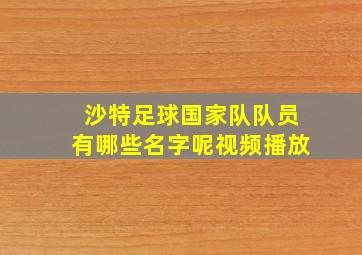 沙特足球国家队队员有哪些名字呢视频播放